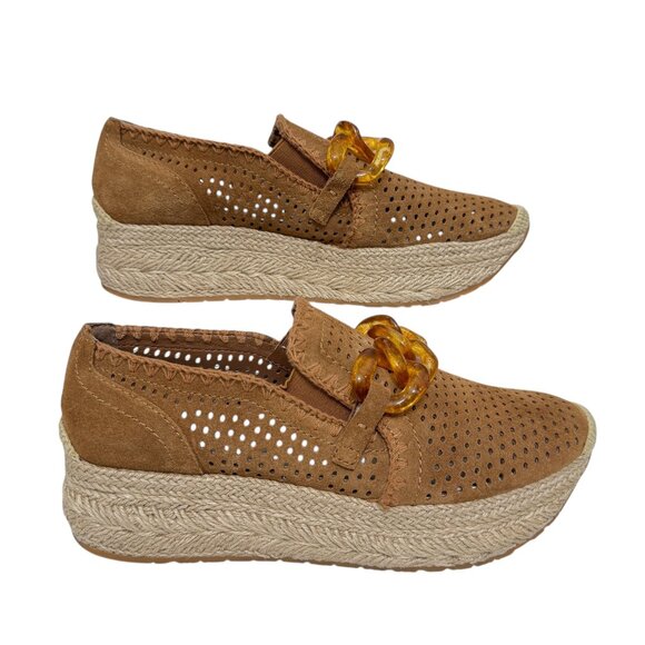 Dolce Vita Jhenee Leather Perforated Chunky Chain Espadrille Perf Women's sz 8.5 - Picture 2 of 11